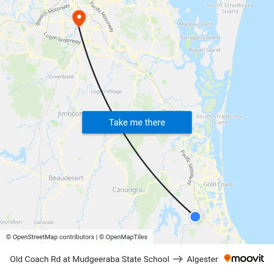 Old Coach Rd at Mudgeeraba State School to Algester map