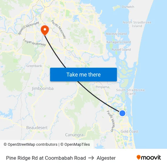 Pine Ridge Rd at Coombabah Road to Algester map