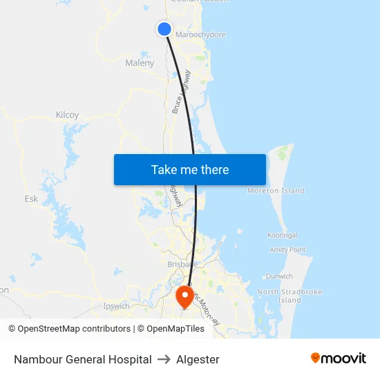 Nambour General Hospital to Algester map