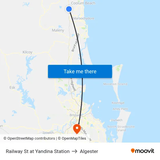 Railway St at Yandina Station to Algester map