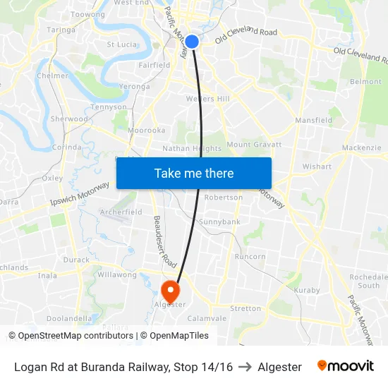Logan Rd at Buranda Railway, Stop 14/16 to Algester map