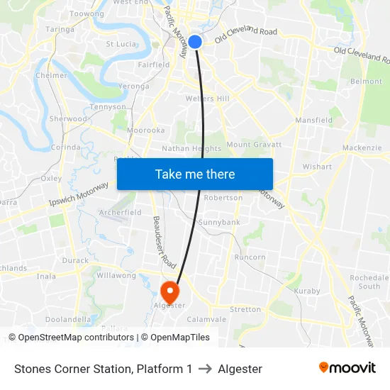 Stones Corner Station, Platform 1 to Algester map