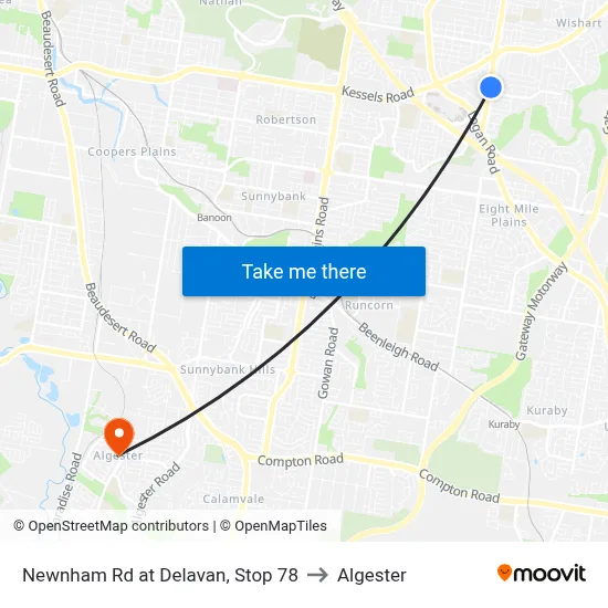 Newnham Rd at Delavan, Stop 78 to Algester map