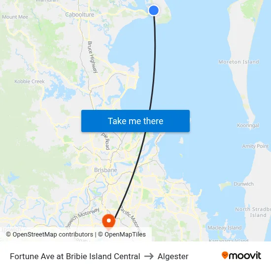 Fortune Ave at Bribie Island Central to Algester map