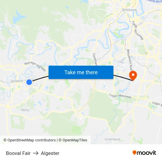 Booval Fair to Algester map