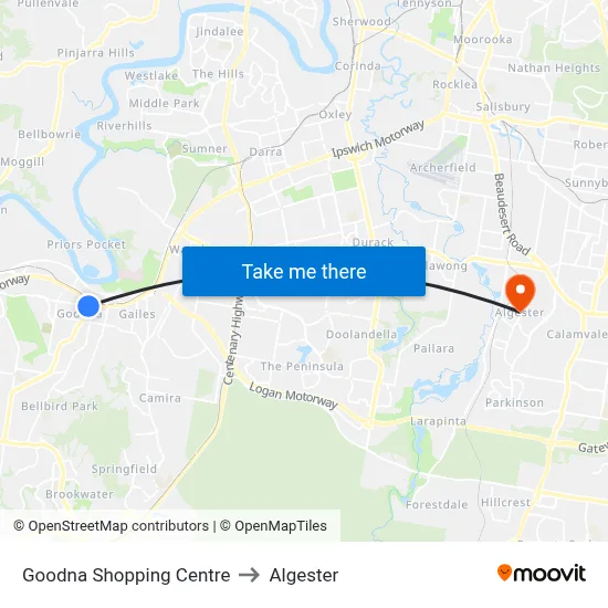Goodna Shopping Centre to Algester map