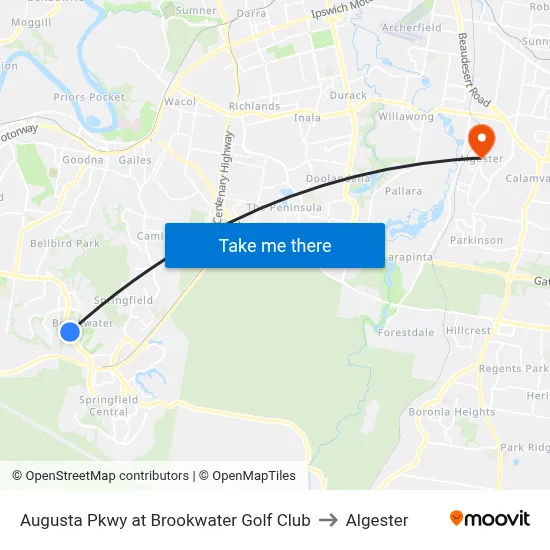 Augusta Pkwy at Brookwater Golf Club to Algester map