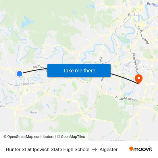 Hunter St at Ipswich State High School to Algester map