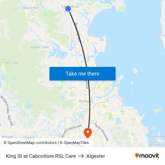 King St at Caboolture RSL Care to Algester map