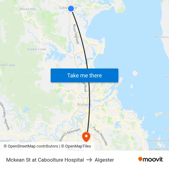 Mckean St at Caboolture Hospital to Algester map