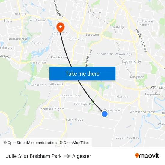 Julie St at Brabham Park to Algester map