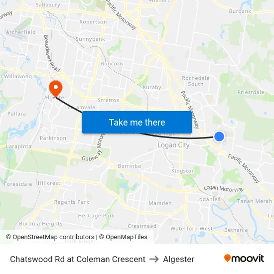 Chatswood Rd at Coleman Crescent to Algester map