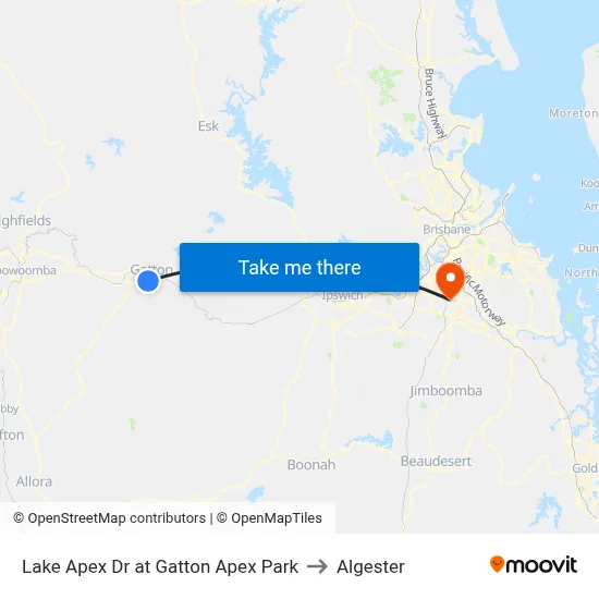 Lake Apex Dr at Gatton Apex Park to Algester map