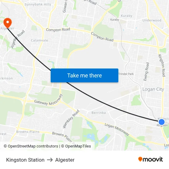 Kingston Station to Algester map