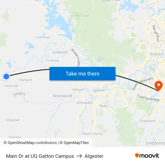 Main Dr at UQ Gatton Campus to Algester map