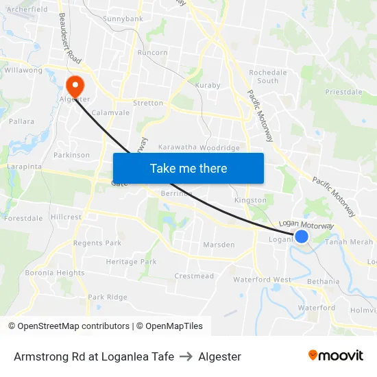 Armstrong Rd at Loganlea Tafe to Algester map