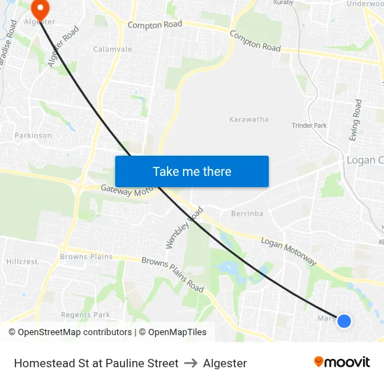 Homestead St at Pauline Street to Algester map