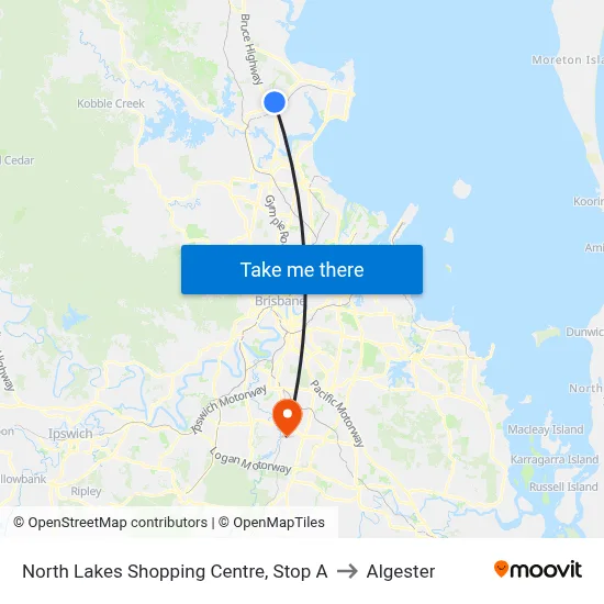 North Lakes Shopping Centre, Stop A to Algester map