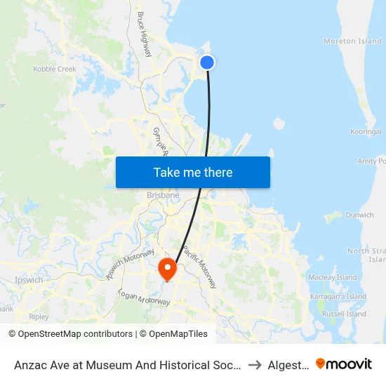 Anzac Ave at Museum And Historical Society to Algester map