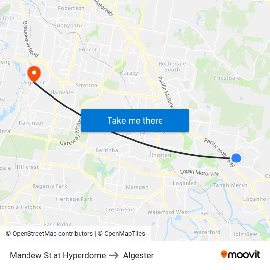 Mandew St at Hyperdome to Algester map