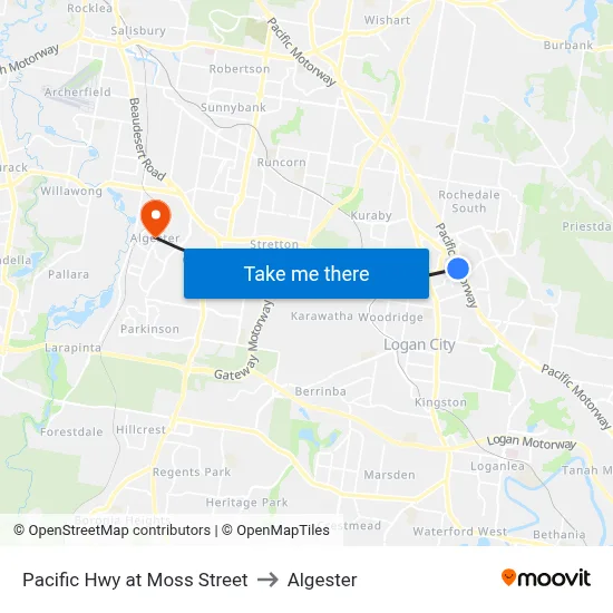 Pacific Hwy at Moss Street to Algester map