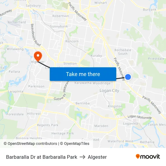 Barbaralla Dr at Barbaralla Park to Algester map
