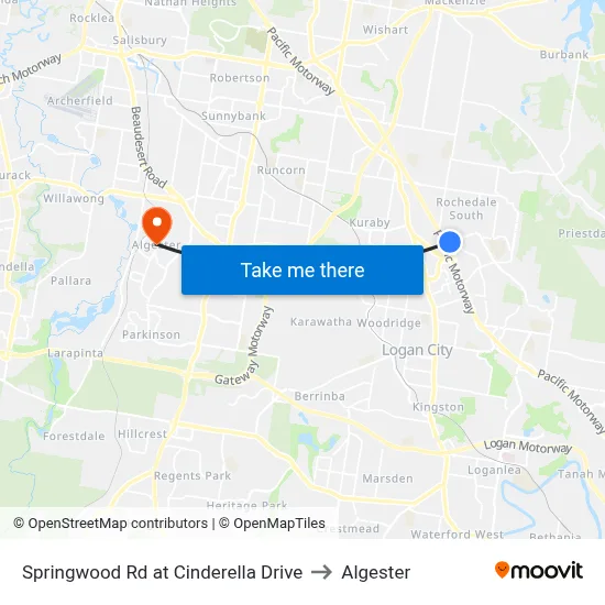 Springwood Rd at Cinderella Drive to Algester map