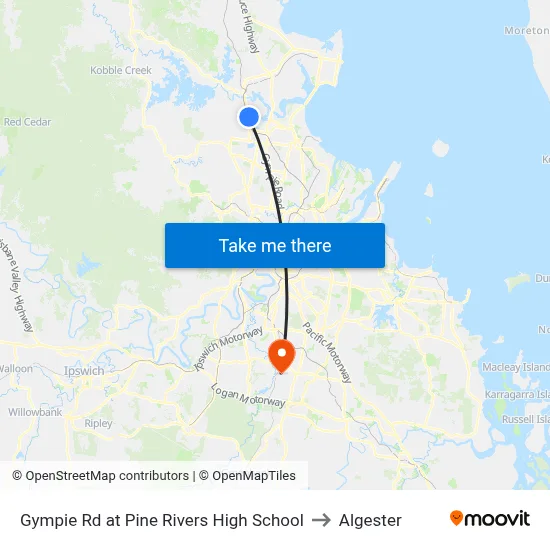 Gympie Rd at Pine Rivers High School to Algester map