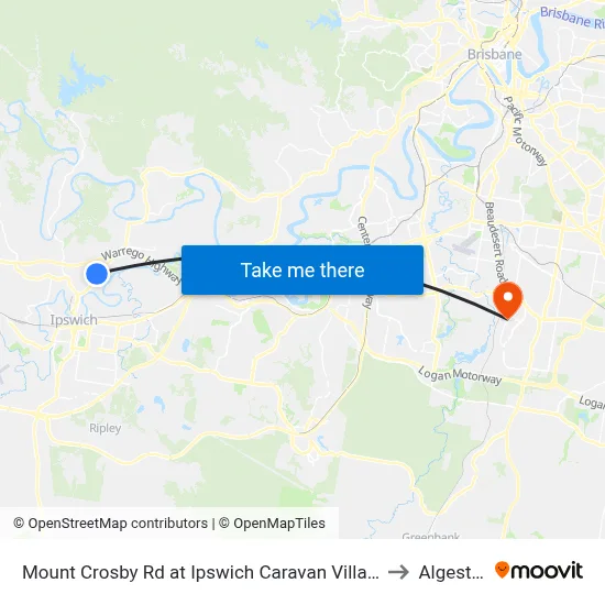 Mount Crosby Rd at Ipswich Caravan Village to Algester map