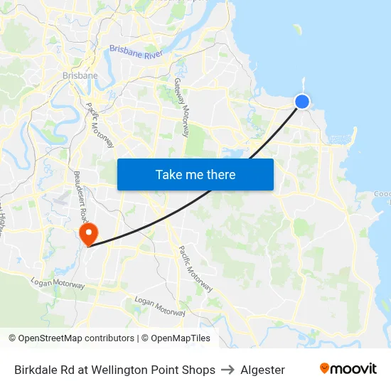 Birkdale Rd at Wellington Point Shops to Algester map