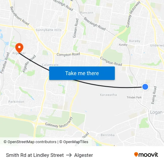 Smith Rd at Lindley Street to Algester map