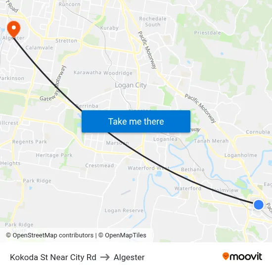 Kokoda St Near City Rd to Algester map