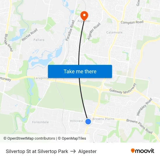 Silvertop St at Silvertop Park to Algester map