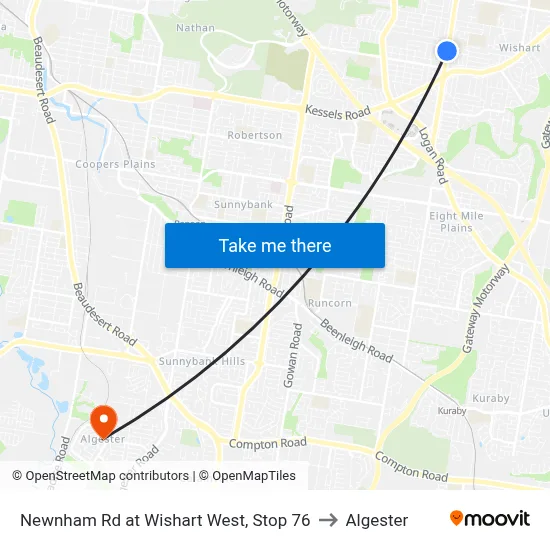 Newnham Rd at Wishart West, Stop 76 to Algester map