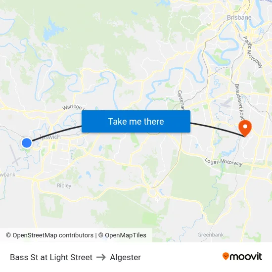 Bass St at Light Street to Algester map