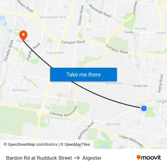 Bardon Rd at Rudduck Street to Algester map