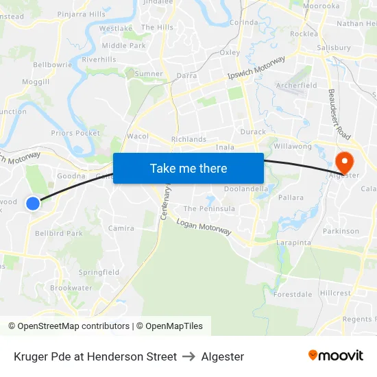 Kruger Pde at Henderson Street to Algester map