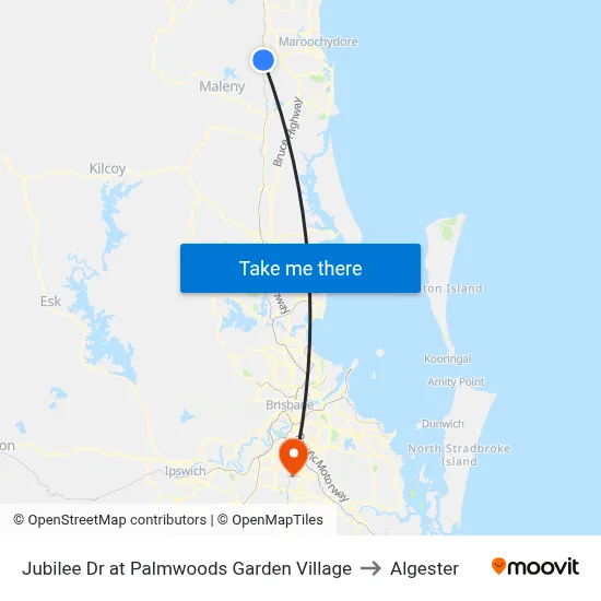 Jubilee Dr at Palmwoods Garden Village to Algester map