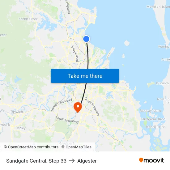 Sandgate Central, Stop 33 to Algester map