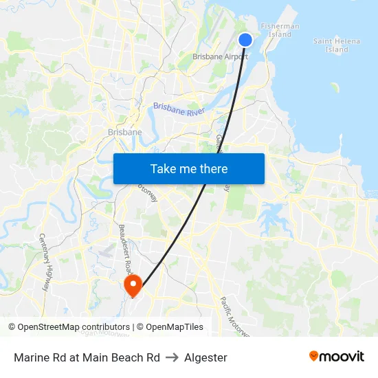 Marine Rd at Main Beach Rd to Algester map