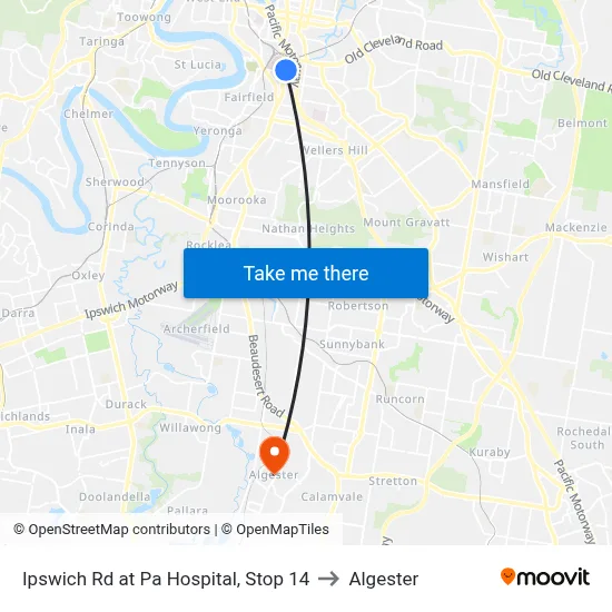 Ipswich Rd at Pa Hospital, Stop 14 to Algester map
