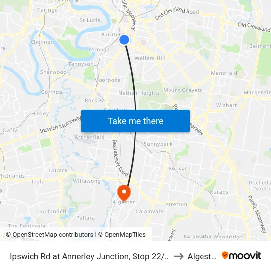 Ipswich Rd at Annerley Junction, Stop 22/21 to Algester map