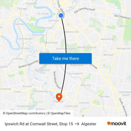 Ipswich Rd at Cornwall Street, Stop 15 to Algester map