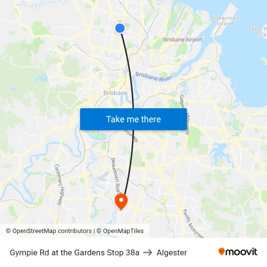 Gympie Rd at the Gardens Stop 38a to Algester map