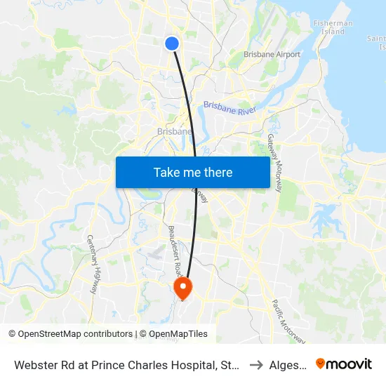 Webster Rd at Prince Charles Hospital, Stop 38 to Algester map