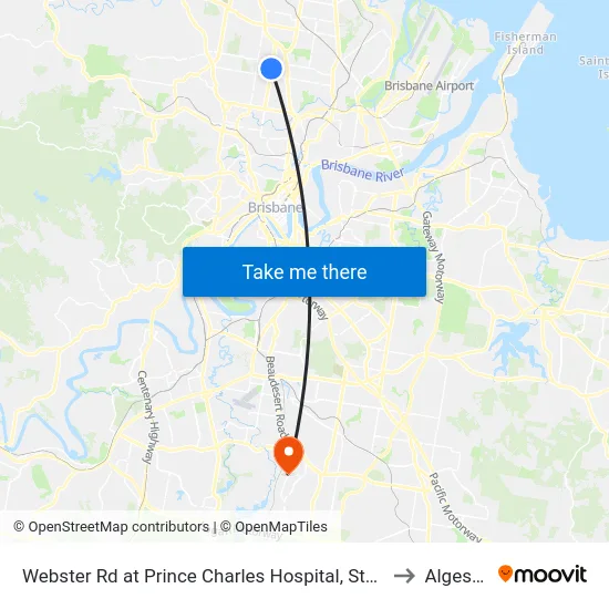 Webster Rd at Prince Charles Hospital, Stop 38 to Algester map