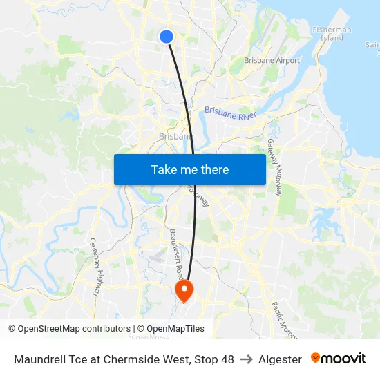 Maundrell Tce at Chermside West, Stop 48 to Algester map
