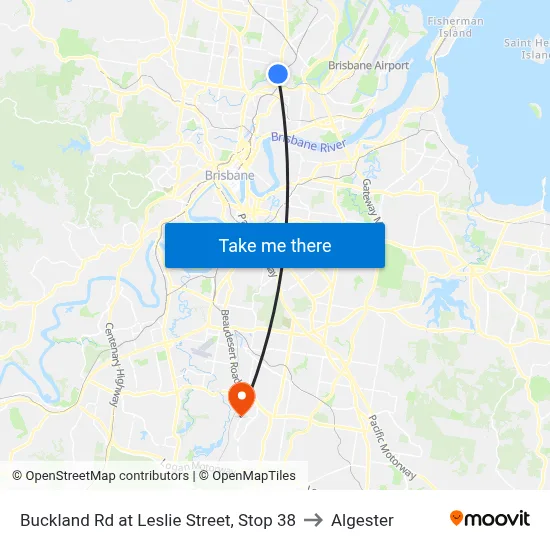 Buckland Rd at Leslie Street, Stop 38 to Algester map