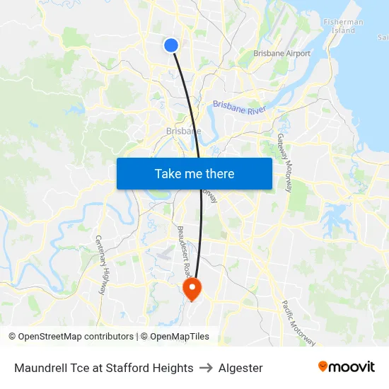 Maundrell Tce at Stafford Heights to Algester map