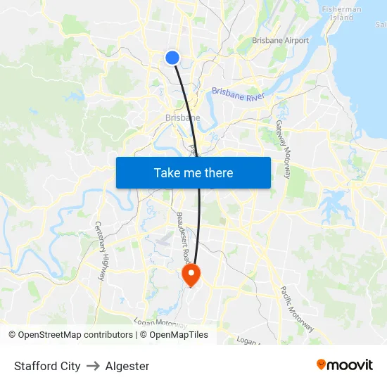 Stafford City to Algester map